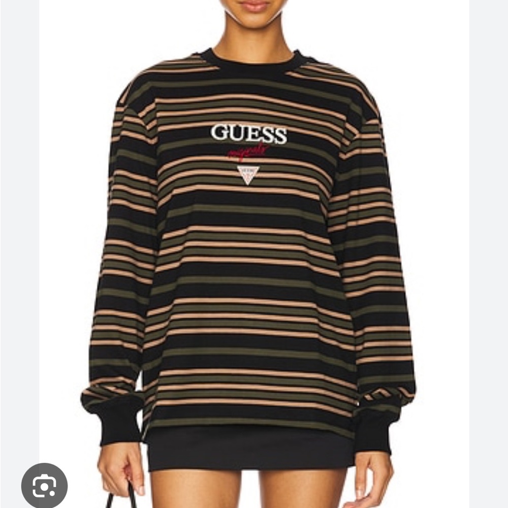 GUESS Black and Tan Striped longsleeve *SOLD OUT ONLINE*